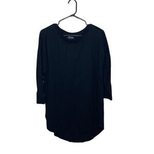 Chico's The Ultimate Tee Black 3/4 sleeves blouse size 2 (L) scoop neck